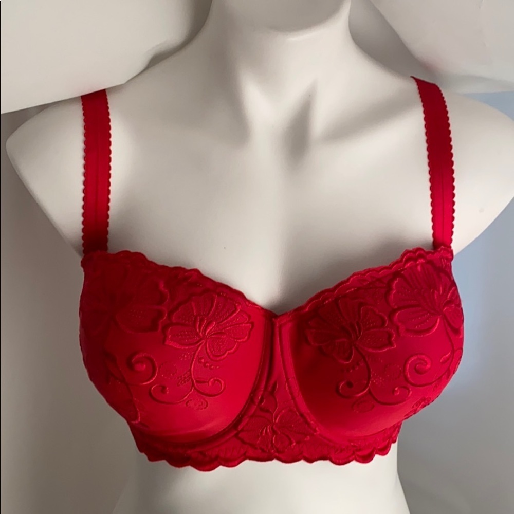 Inspirations red demi bra with adjustable straps